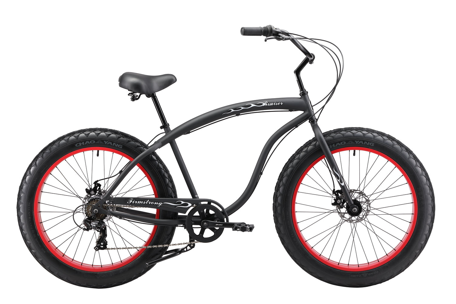 Firmstrong Bruiser 7‑speed fat‑tire beach cruiser in matte black