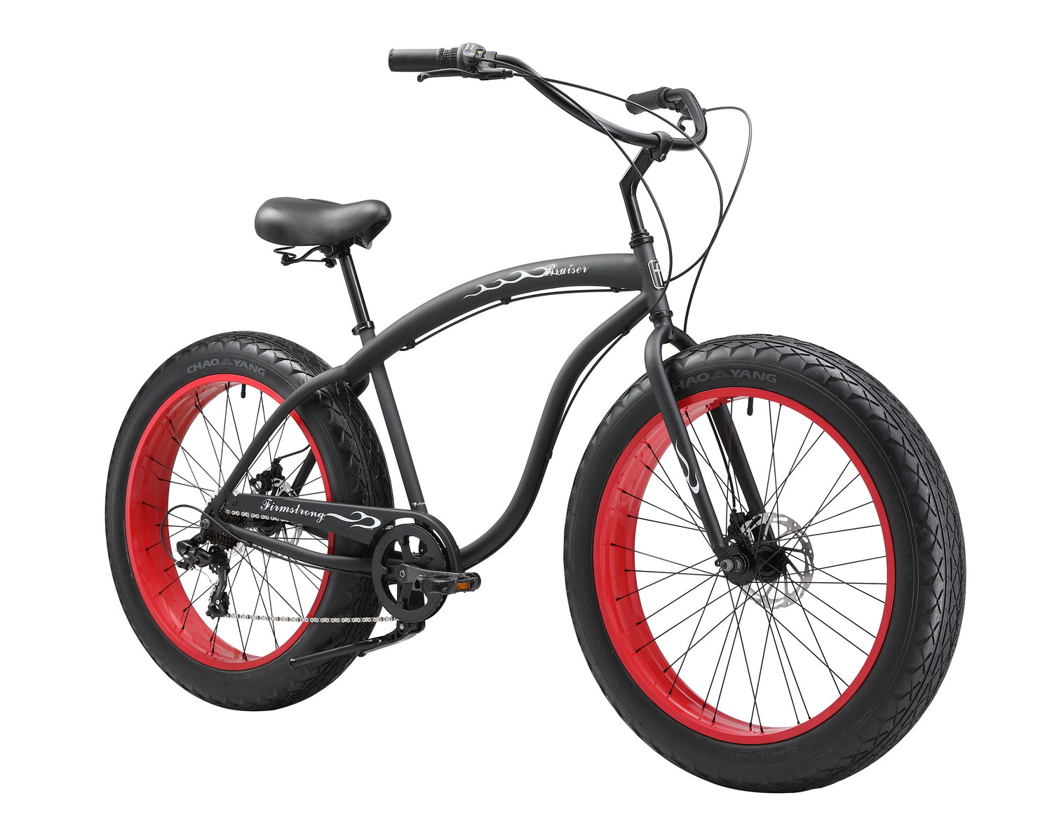 Firmstrong Bruiser 7‑speed fat‑tire beach cruiser in matte black