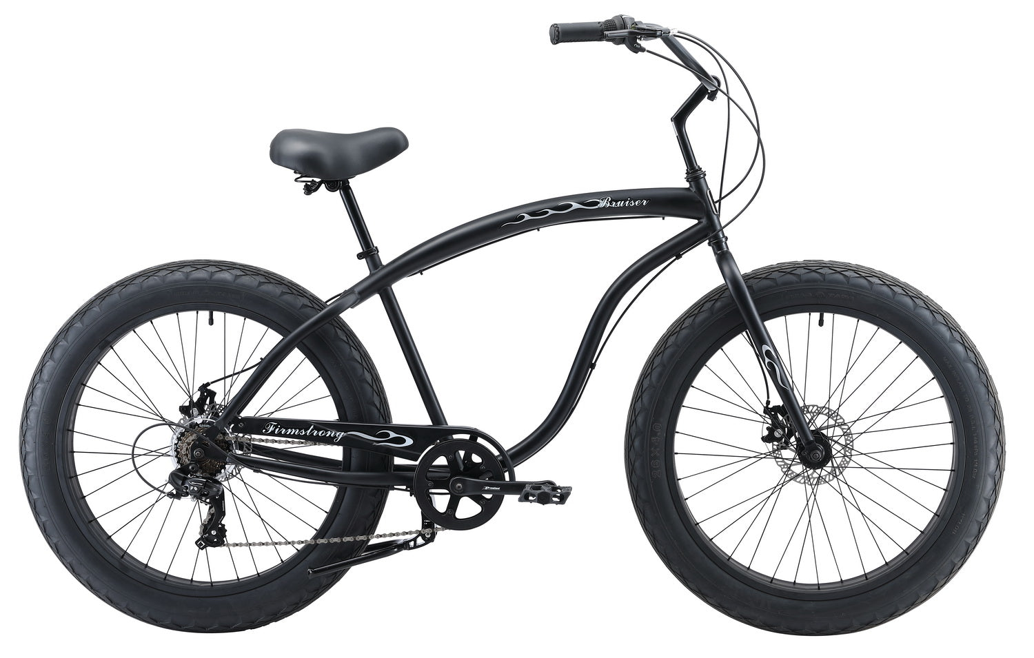 Firmstrong Bruiser 7‑speed fat‑tire beach cruiser in matte black