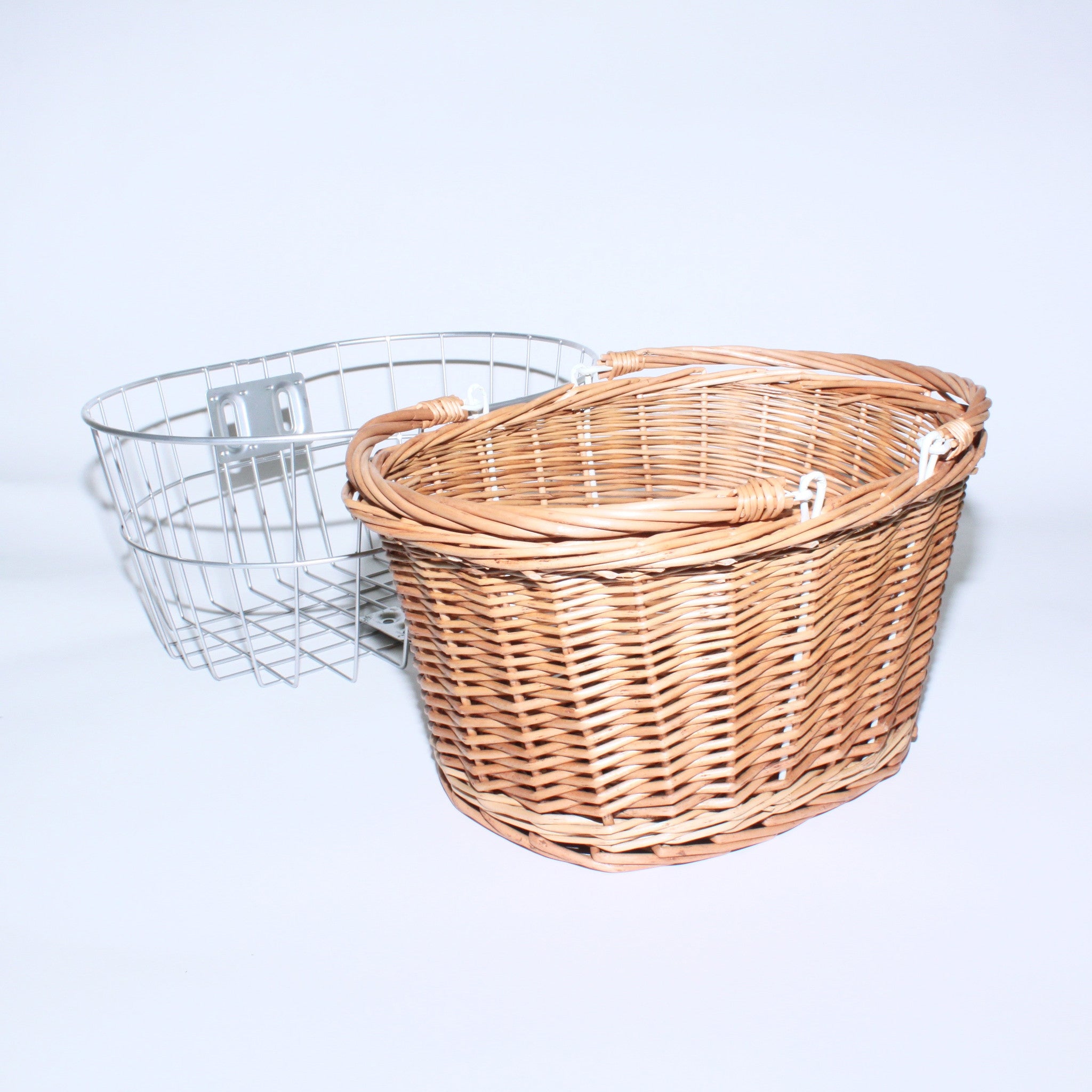 Wicker and Wire Front Basket Set