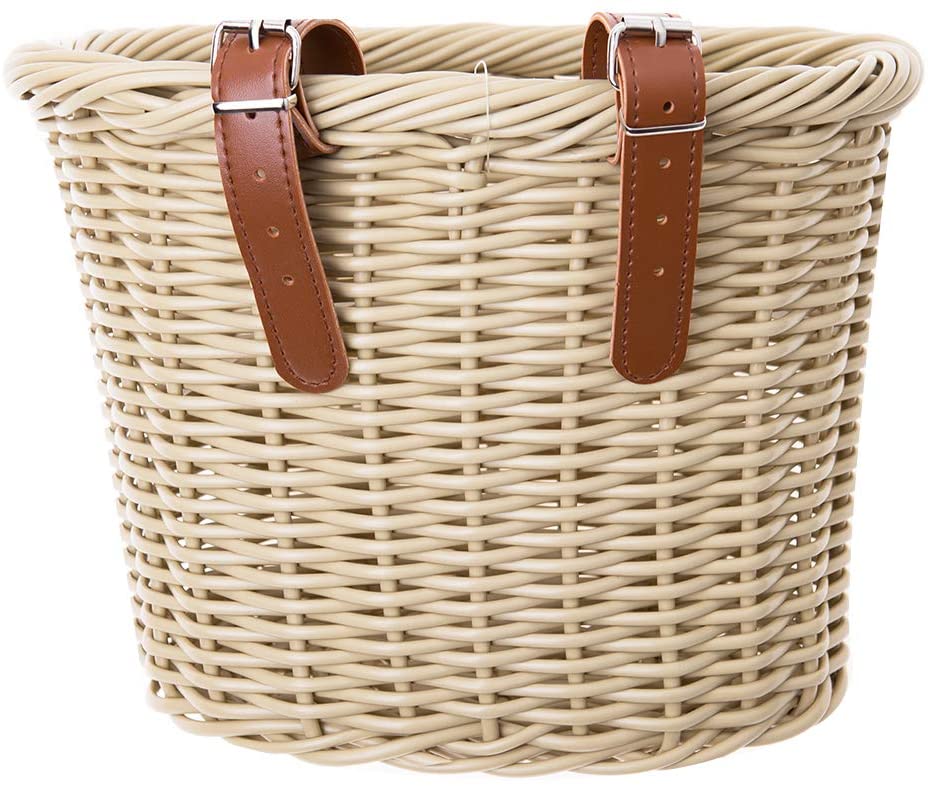 Firmstrong Wicker Bicycle Basket with Tan Leather Straps