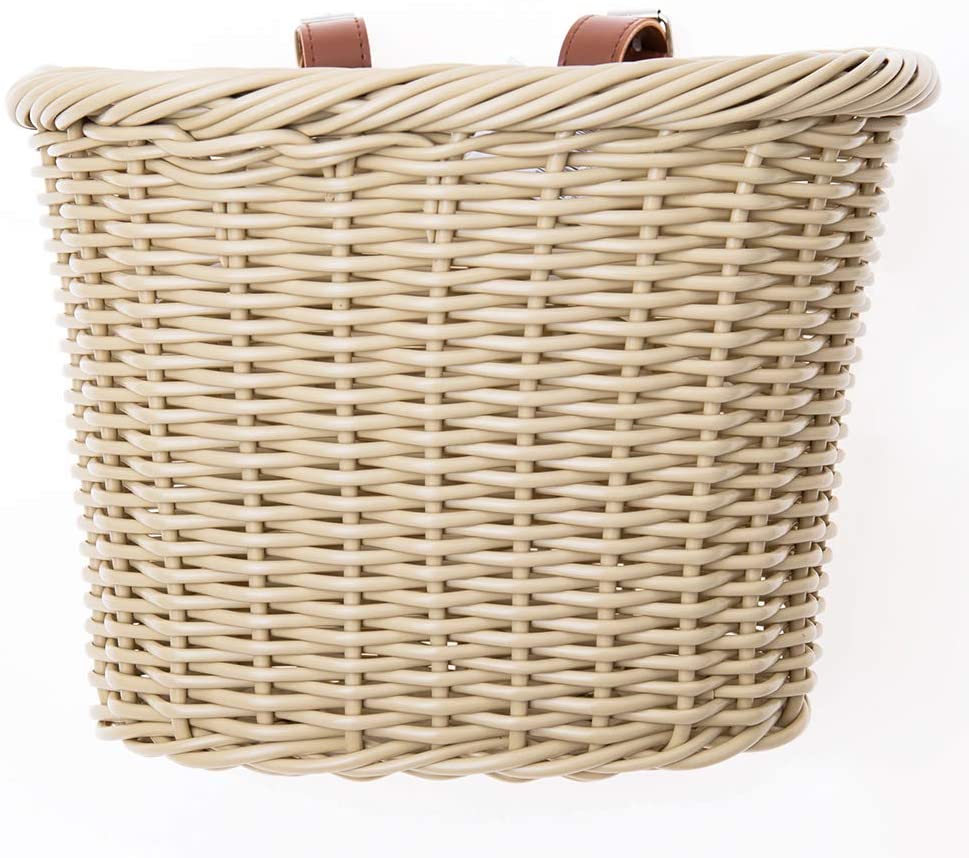 Firmstrong Wicker Bicycle Basket with Tan Leather Straps